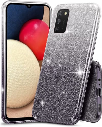Hoesje Geschikt Voor Samsung Galaxy A02S hoesje glitter backcover – Zwart – oTronica