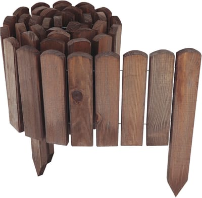 Houten rolhek, donkerbruin, 10x200 cm, randafwerking voor bloemperken en gazons | Flexibele border voor paden