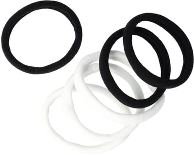 Haarsoires Haarelastieken Basic - Endless Armband - Zwart Wit - Set van 6 - Eenvoudige Haar Elastieken voor Dagelijks Gebruik
