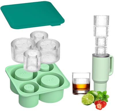 MTTProducts - Ice Cube Tray - Silicone IJsblokjesvorm - Groen - Voor Stanley Cup - Perfect voor Iced Coffee en Whisky - 4 Compartimenten