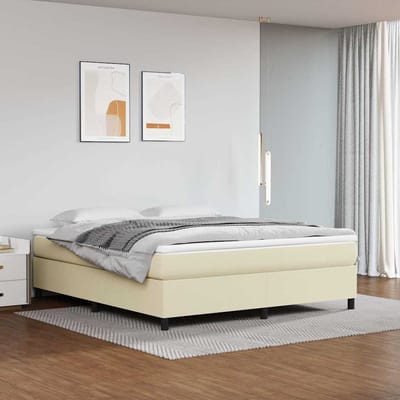 vidaXL - Boxspring - met - matras - kunstleer - crèmekleurig - 160x200 - cm