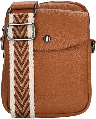 Beagles Las Palmas Crossbody Telefoontasje - Trendy Schouderband - Handige Ritsvakjes - Crossbody Tas - Cognac