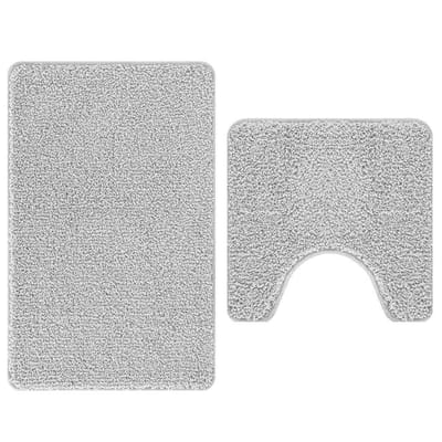 vidaXL - 2-delige - Badmat - Set - Grijs - Polypropyleen - Antislip