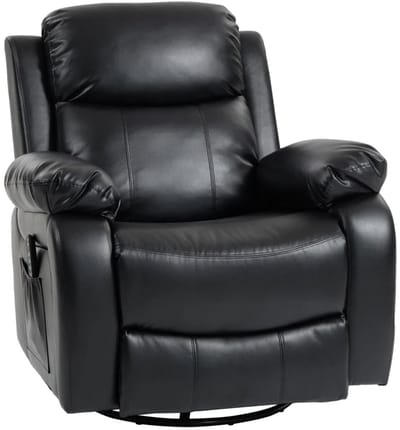 Elektrische Massagestoel - Massagefauteuil met 360°-Draaifunctie - 8 Vibratiekoppen - 3 Standen - Kantelbaar tot 145° - tot 135 kg - met Afstandsbediening - Relaxfauteuil - Relaxstoel - TV stoel - Zwart