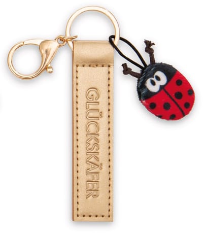 NICI sleutelhanger lieveheersbeestje imitatieleren band goud 10cm met lieveheersbeestje