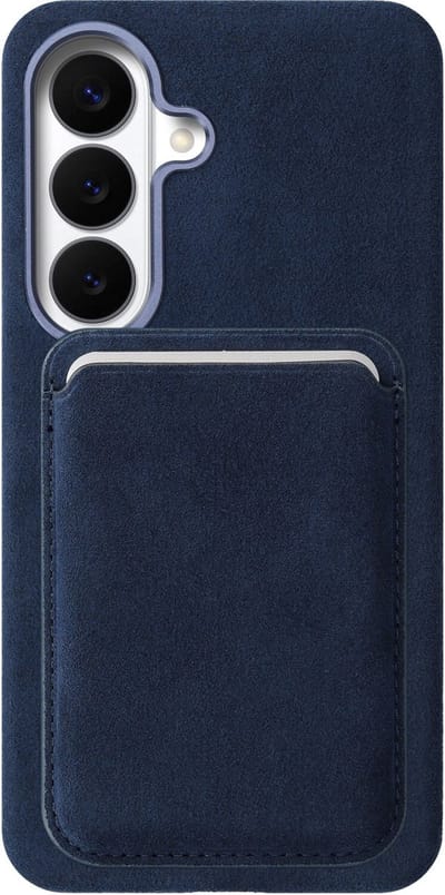 Rosso Avanti Hoesje Geschikt voor Samsung Galaxy S26 Plus met Magnetische Kaarthouder | Compatibel met MagSafe / Qi2 | Echt Italiaans Alcantara | Back Cover en Wallet | Blauw