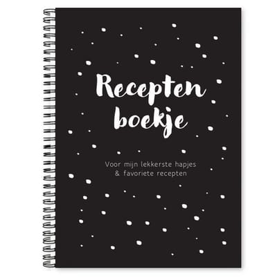 Fyllbooks - Receptenboek Invulboek - Verzamelboek - Notitieboek - Zwart - Ruimte voor: 35 Eigen recepten