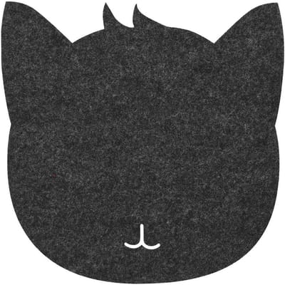 Tapis de souris antistatique en feutre en forme de chat, résistant à la poussière, pour bureau, café grise