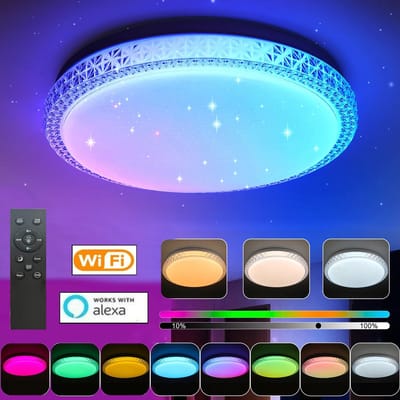 Seth Select LED-plafondlamp - Plafondlamp met sterrenhemel - Plafondverlichting 36W WIFI - Dimbaar met afstandsbediening