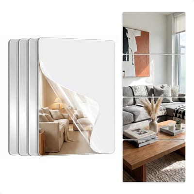 XL Plakspiegel 30x50 - 4 stuks - Zelfklevende - Plakspiegels - Hollywood make up spiegel - Deur - Spiegel - Folie - Badkamer - Grote - Sticker - Pas - Wand - Spiegel
