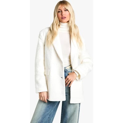boohoo Dames Dubbelgeknoopte Boucle Wol Blazer | Ecru | Maat: 12