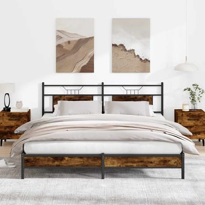 vidaXL - Bedframe - zonder - matras - 183x213 - cm - spaanplaat - gerookt - eiken