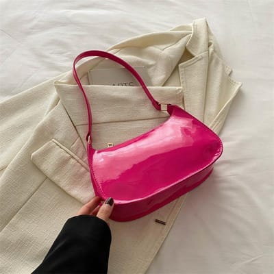 Dames Handtas van Lakleer Veelzijdige Mode Schoudertas Casual Pendeltassen Meisje Designer Rits Handtas Koreaans 2025 gray