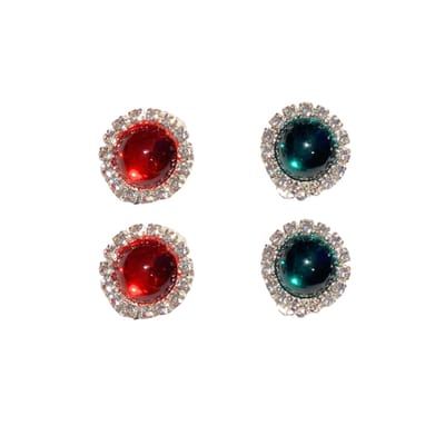 2 Paar- Clip oorbellen- rood - groen-geen gaatje- Charme Bijoux