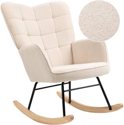 Zenzee Schommelstoel - Schommelstoelen babykamer - Met kussen - Relaxstoel - Fauteuil - Voedingsstoel - Roomwit - Beige
