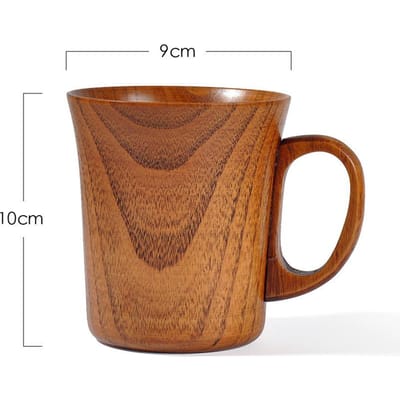 Tasse à café 280 ml Grande capacité Tasse à thé style japonais Bois de jujubier naturel Bière Lait Thé Tasse à eau avec anse Bar Boissons brown