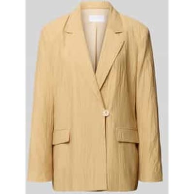 straight fit blazer van viscosemix met structuurpatroon