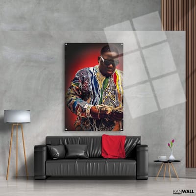 Luxe Plexiglas Schilderij Biggie Smalls | 40x60 | Woonkamer | Slaapkamer | Kantoor | Muziek | Design | Art | Modern | ** 5MM DIK**