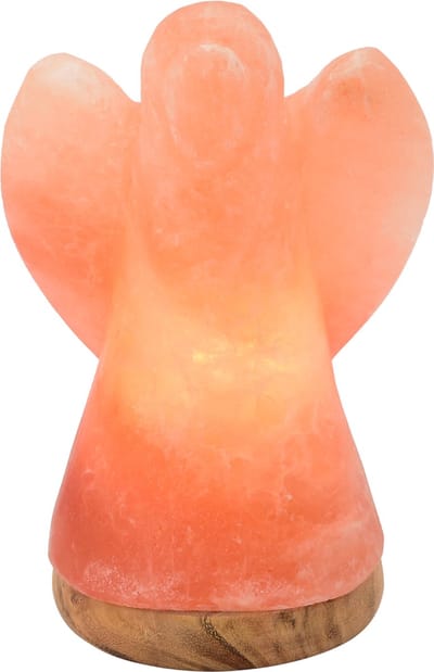 Himalaya Salt Dreams, Zoutlamp, Engel op Houten voet, 45241, Oranje, ca 19 cm hoog