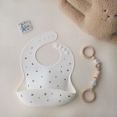 1 bavoir en silicone pour bébé, ultra léger, large épaule, étanche, réglable, design ondulé, accessoire pour bébé gray
