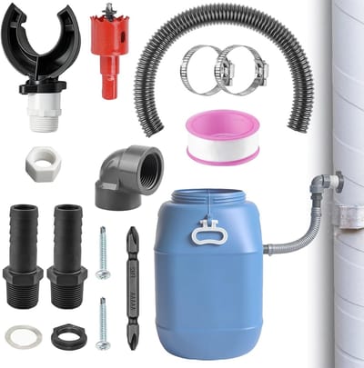 Regenwaterverzamelaar voor regenbuizen 70-110 mm, regenton aansluiting en verbindingsset voor daken tot 80 m², ideaal voor duurzame tuin en waterbesparing