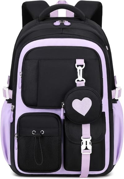 Schooltas voor meisjes - Waterdichte rugzak voor meisjes - School rugtas - lichtgewicht schooltas - Rugzakken met grote capaciteit voor Meisjes en Jongens - ademende en comfortabele schoolrugzak - Oxford-stof - paars