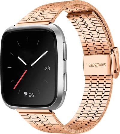 Stalen Smartwatch bandje - Geschikt voor Fitbit Versa / Versa 2 roestvrij stalen bandje - rosé goud - Strap-it Horlogeband / Polsband / Armband