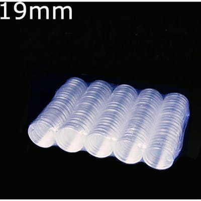 100 Pièces 19mm Plastique Transparent Protecteur Rond Capsules Contenants Boîtier Capsule Pour Jeton Jeu de Société Collection de Pièces Support Boîtes