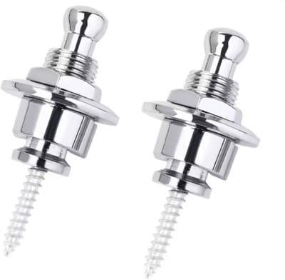 2 x Zilveren Straplocks voor Gitaar - Strap Locks - Zilver - Gitaarriem slot - Gitaarband strap lock - Gitaarriem Blok - Strappin bevestiging - Strap Block Button - 2 stuks