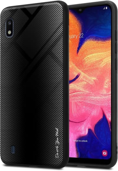 Cadorabo Hoesje geschikt voor Samsung Galaxy A10 / M10 in OPAAL ZWART - Beschermhoes gemaakt van TPU silicone Case Cover en achterkant van gehard glas