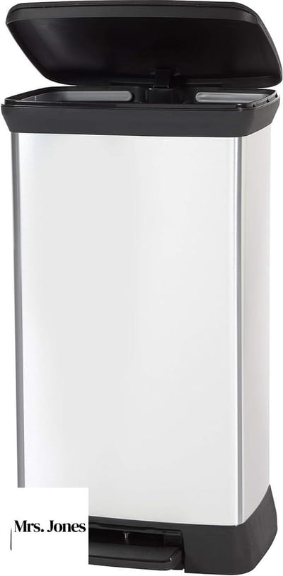 Mrs. Jones Metal Effect 70% Gerecycled Keuken Pedaal Touch Deco Bin 50 Liter - Zilver Prullenbak 60 liter