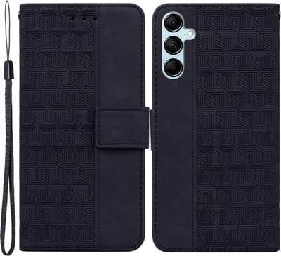 Coverup Hoesje - Geschikt voor Samsung Galaxy A15 Hoesje - Coverup Geometric Book Case - Zwart