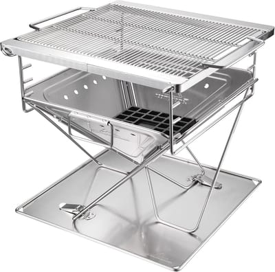 Opvouwbare BBQ Grill en Vuurkorf van Roestvrij Staal - Large