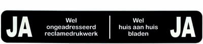 JA JA Sticker Brievenbus - Brievenbus Sticker - Geen Reclame Sticker - Zwart Wit - Zelfklevend - 150 mm x 25 mm x 1,6 mm - YFE-Design