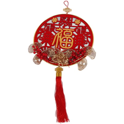 Chinese Knoop Decoratie Rood Gesimuleerde Bessen Ginkgo Fu Nieuwjaar Chinese Knoop Hanger 80cm / 31.5in rood