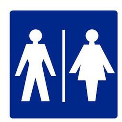 Gezamenlijk toilet sticker, blauw 200 x 200 mm