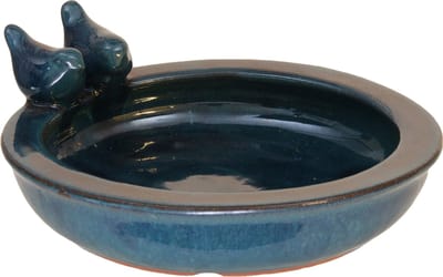 Othmar Decorations Vogelbad/voederschaal - keramiek - 29 x 27 x 11 cm - blauw