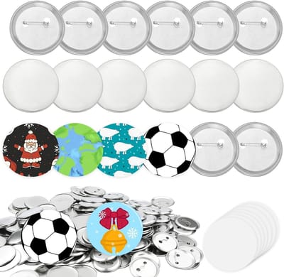 300 Stuks Knopen Benodigdheden, 58mm Volledig Metalen Lege Ronde Badge Pins met Transparante Film voor Het Maken van Persoonlijke Knoppen en Badges