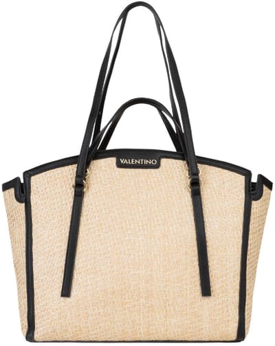 VALENTINO handtas schoudertas Demetra Shopping Bag Naturale / Nero zwart