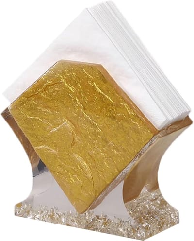 Servethouder - Papieren handdoekstandaard - Tafelblad opslag - Unieke Ice Flower textuur - 570g Gewicht - Goud