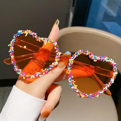Schattige Vintage Hartvormige Zonnebrillen Snoepkleur Punk Strandfeest Brillen Luxe Zonnebrillen