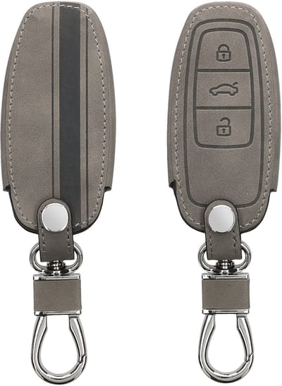 kwmobile autosleutelhoes geschikt voor Audi A6 A7 A8 Q7 Q8 3-knops autosleutel Keyless - beschermhoes van imitatieleer - Rallystrepen design - grijs