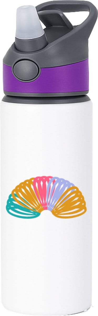 Hacebo® - springveer waterfles met rietje paars - Kind - kinderen - Speelgoed - regenboog - water fles - 650ML