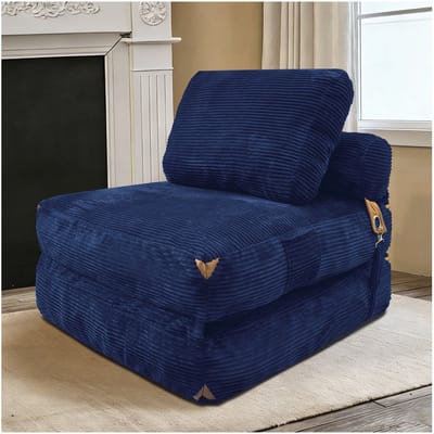 HAUSS SPOLE Zitbank – Compacte Lounge Zetel Met Opbergruimte – Comfortabele Rondvorm – Voor Woonkamer En Slaapkamer – Flanel Blauw