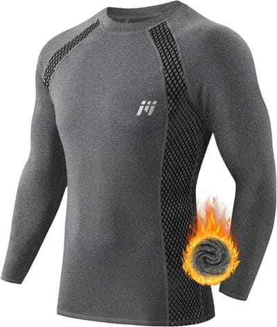 MEETHOO Thermo Shirt met Lange Mouwen voor Heren Thermoshirt-Grijs-M