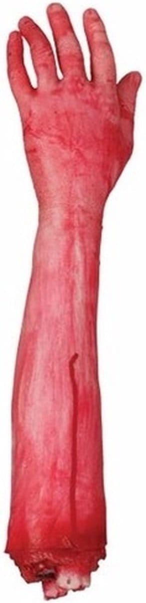 Halloween decoratie ledematen - Afgehakte arm met bloed - 44 cm - kunststof - geamputeerd