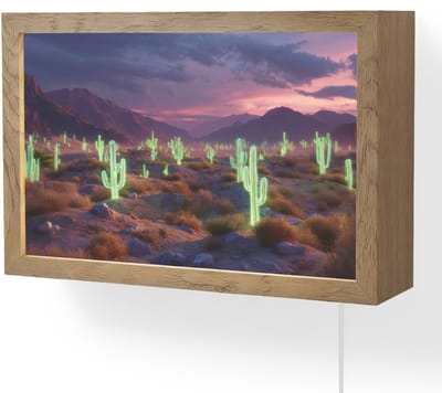 Wandlamp 30x20 cm - Oplaadbaar - Neon cactussen - Woestijn - Zonsondergang - Wandlampen binnen woonkamer - Slaapkamer lamp met kabel - Decoratieve nachtlamp - Vloerlamp snoer