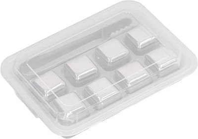 Herbruikbare Metalen IJsblokjes Set met Tang en Opbergbox voor Dranken