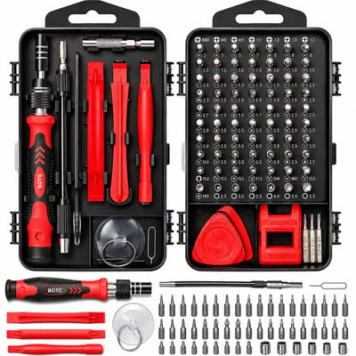 BOTC Precisie Schroevendraaierset Magnetisch - 122 Delige - Gereedschapset- Schroevendraaiers klein - Rood
