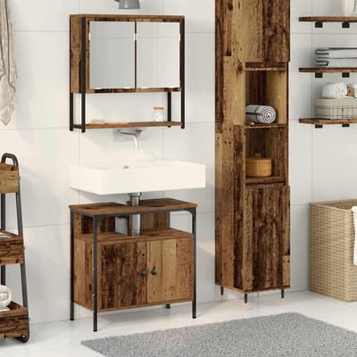 vidaXL - Badkamermeubel - Set - 2 - st - Bruin - Bewerkt - hout